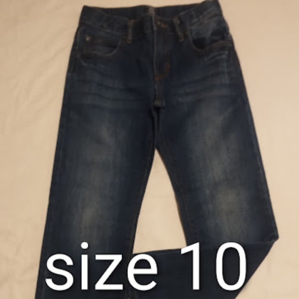 EUC Gap Slim Straight Boys Jeans Size 10 dark wash blue Adjustable Waist